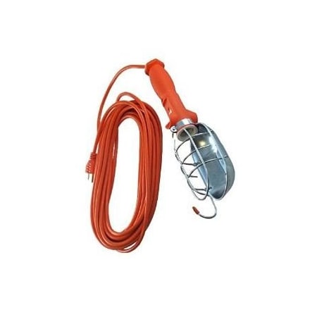Southwire 692SW 16/3-Gauge SJTW Light w/Metal Guard & Outlet, Orange, 75W, 50Ft 692